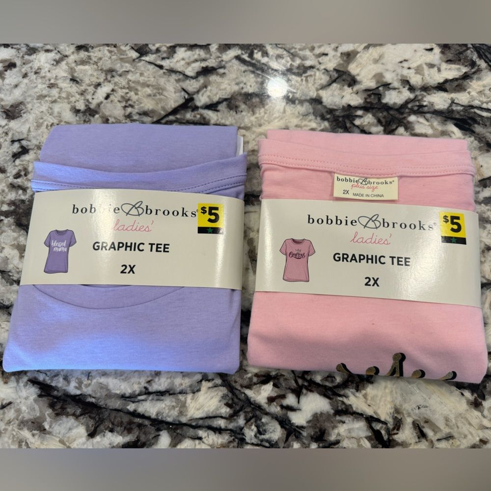 Set of 2 - Bobbie Brooks  Tees  "Blessed Mama” & “Queen” - 2X